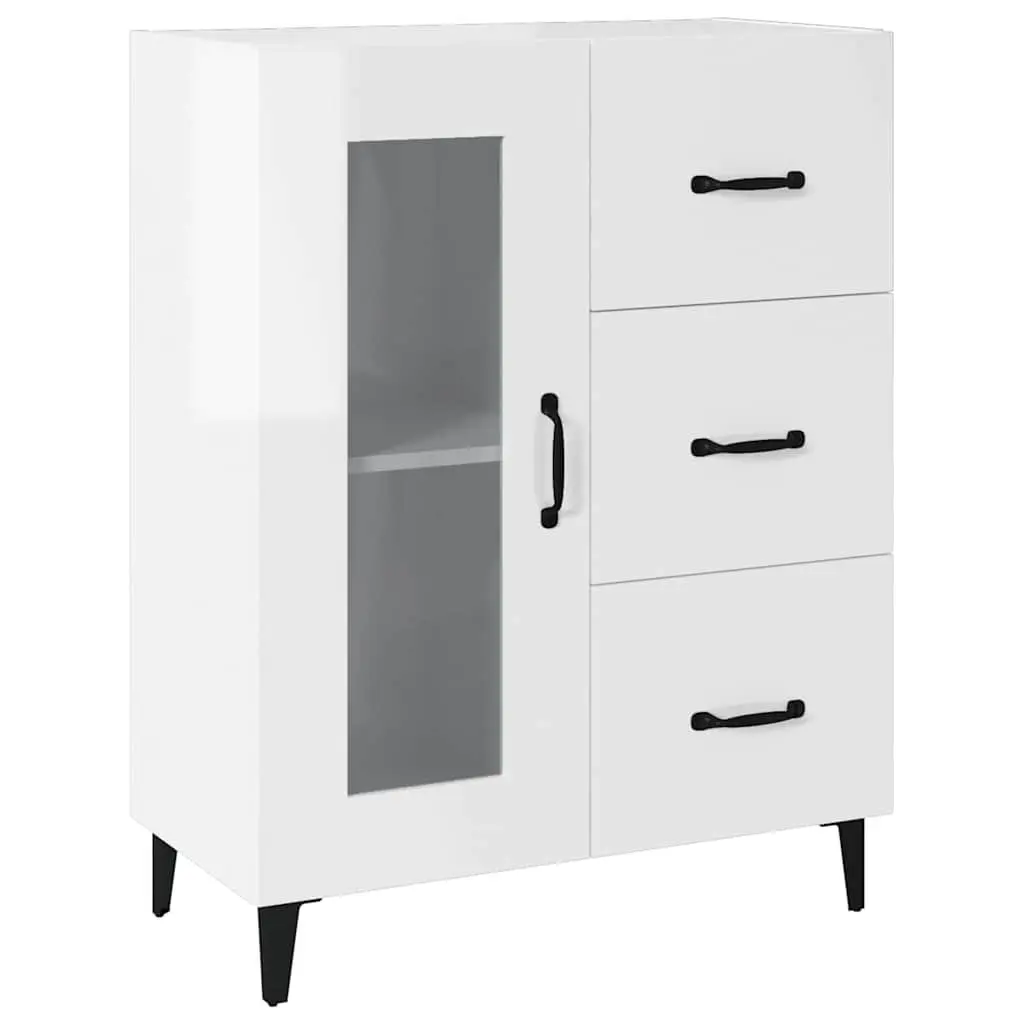Sideboard Storage Cabinet High Gloss White 69.5x34x90 cm Engineered Wood