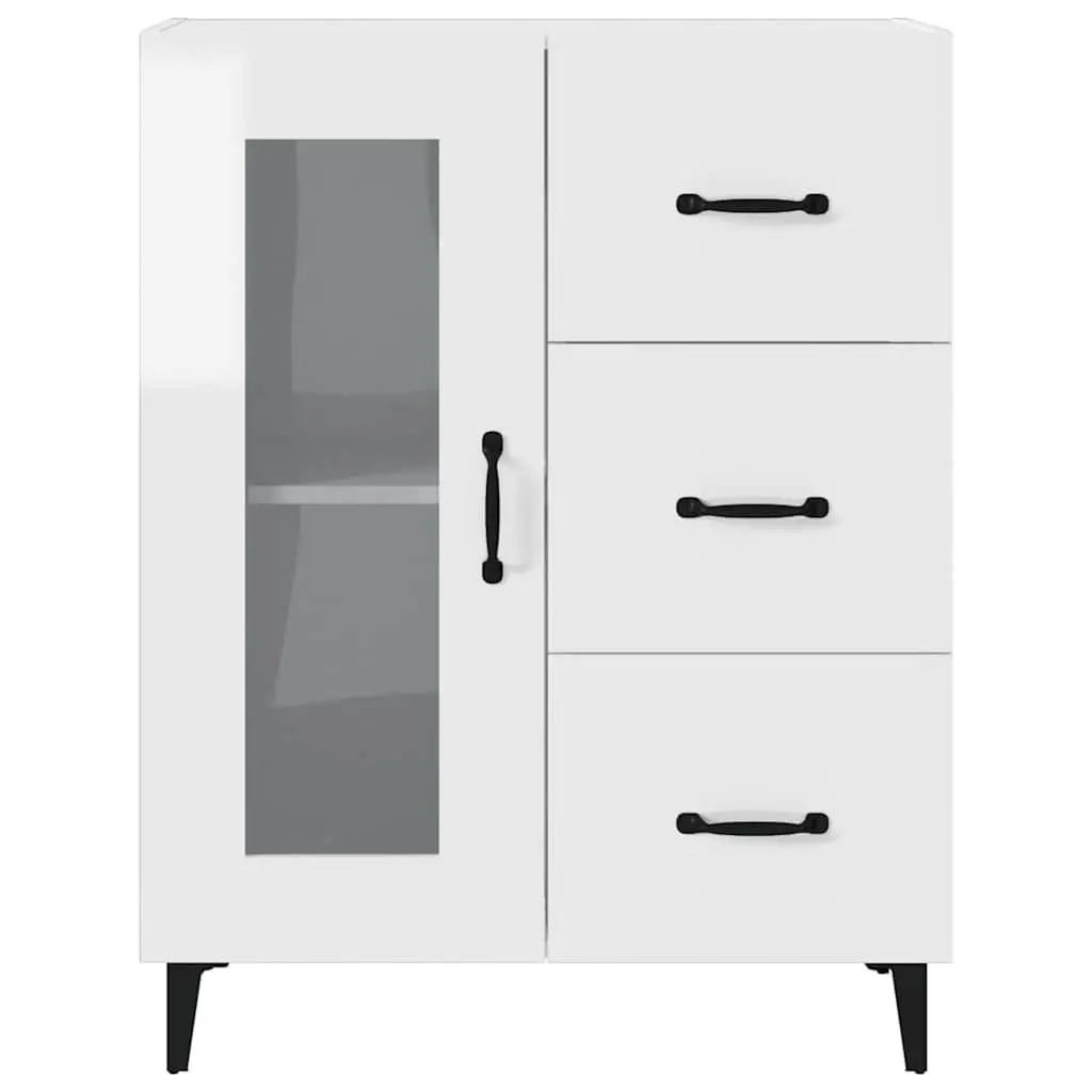 Sideboard Storage Cabinet High Gloss White 69.5x34x90 cm Engineered Wood