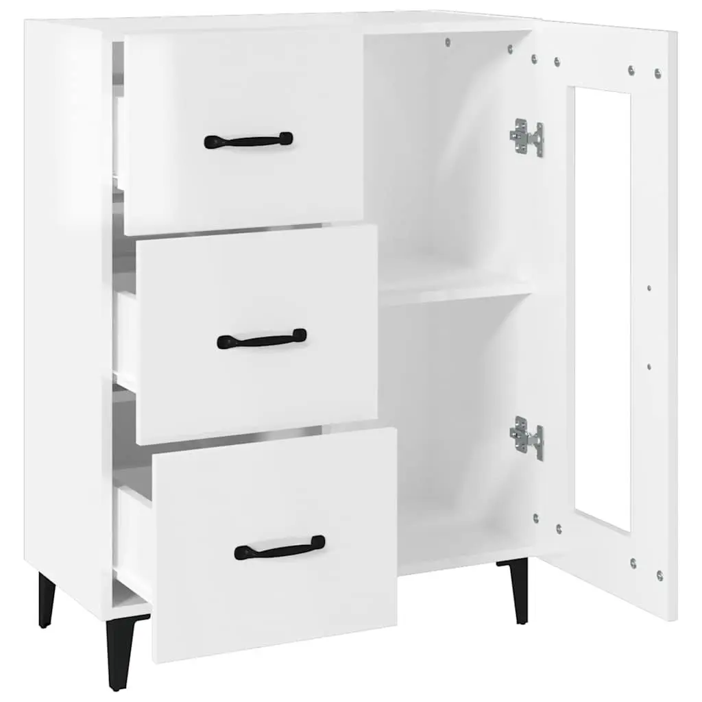 Sideboard Storage Cabinet High Gloss White 69.5x34x90 cm Engineered Wood