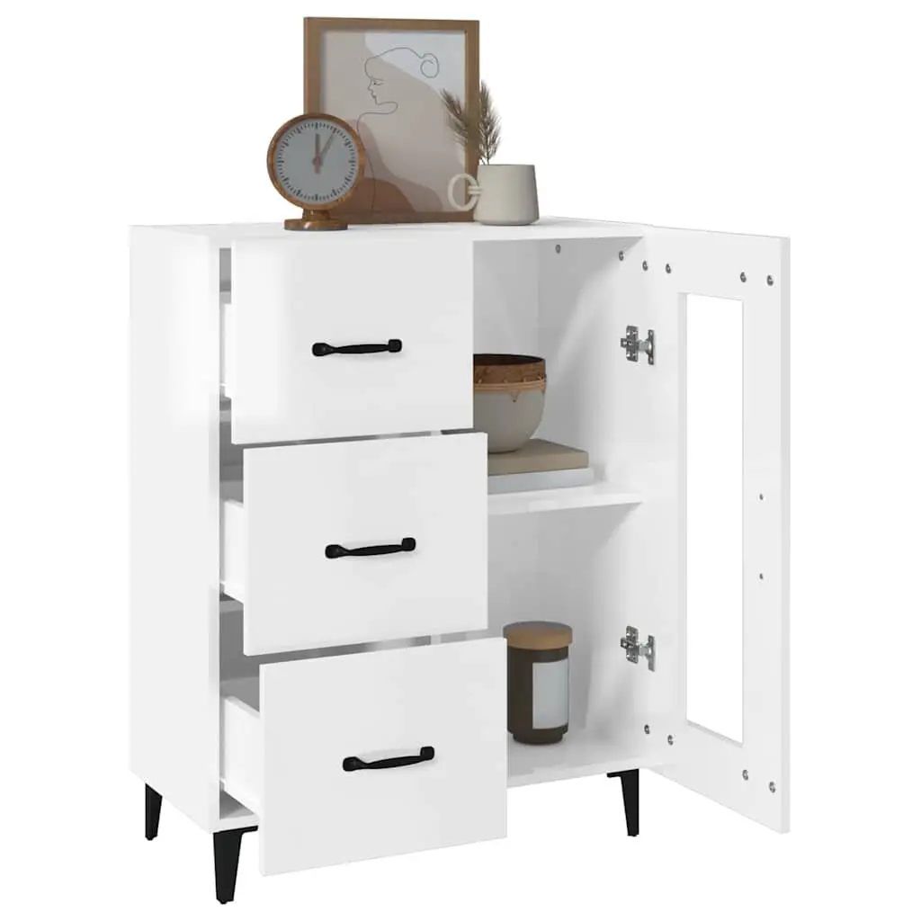 Sideboard Storage Cabinet High Gloss White 69.5x34x90 cm Engineered Wood
