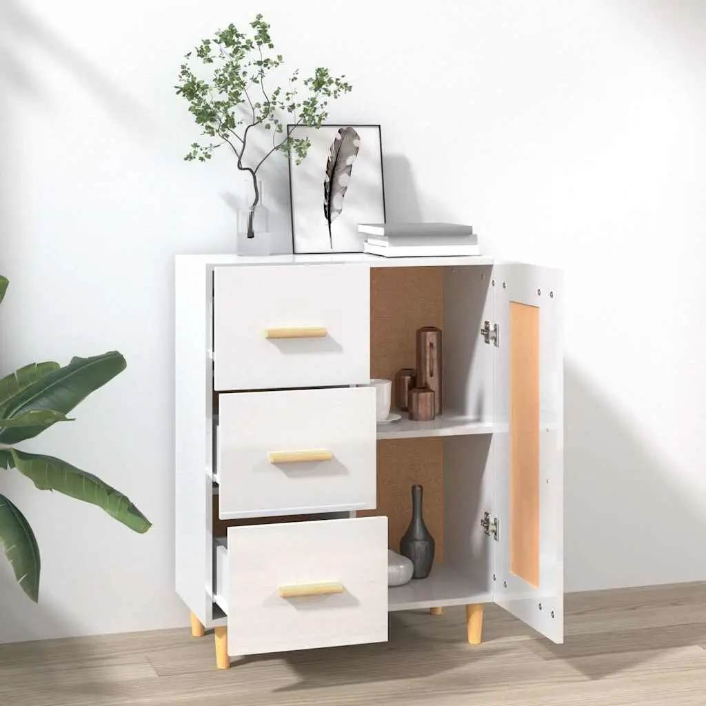 Sideboard Storage Cabinet Living Room Furniture Engineered Wood White High Gloss 69.5 x 34 x 90 cm