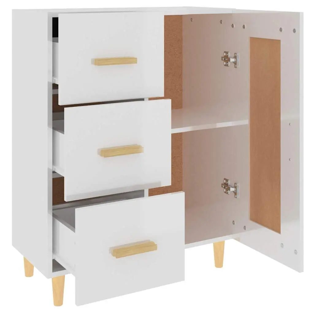 Sideboard Storage Cabinet Living Room Furniture Engineered Wood White High Gloss 69.5 x 34 x 90 cm