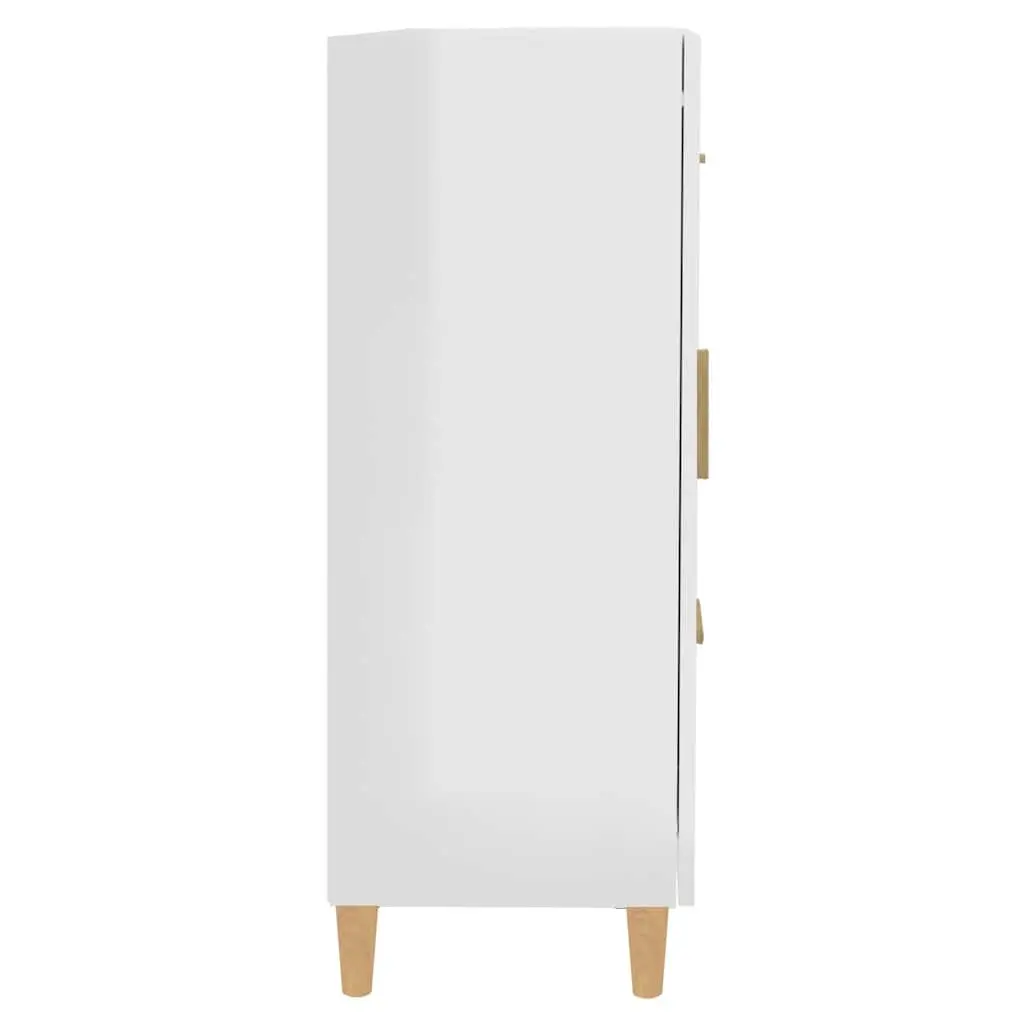 Sideboard Storage Cabinet Living Room Furniture Engineered Wood White High Gloss 69.5 x 34 x 90 cm