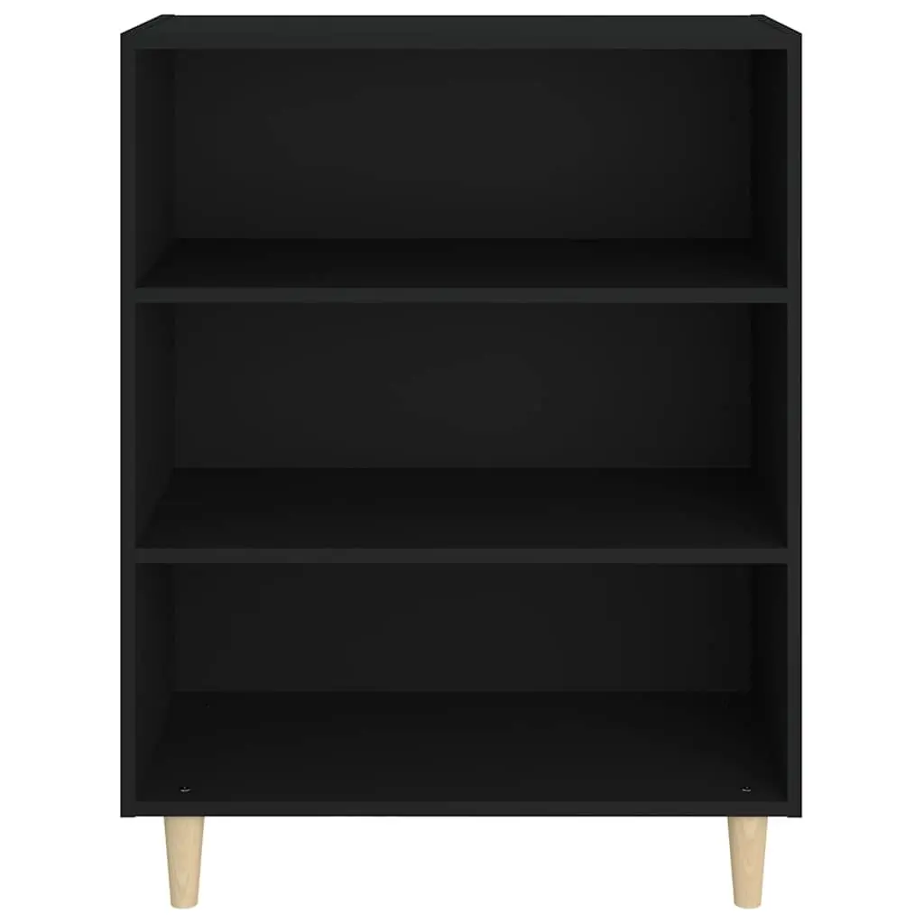 Sideboard Storage Cabinet Black Engineered Wood 3 Shelves Home Furniture