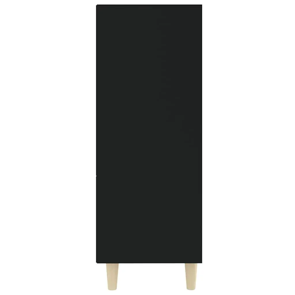 Sideboard Storage Cabinet Black Engineered Wood 3 Shelves Home Furniture