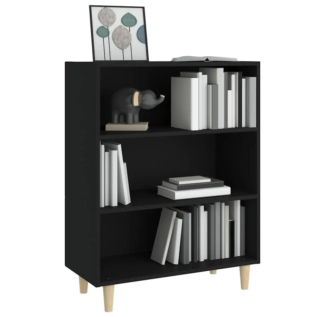 Sideboard Storage Cabinet Black Engineered Wood 3 Shelves Home Furniture
