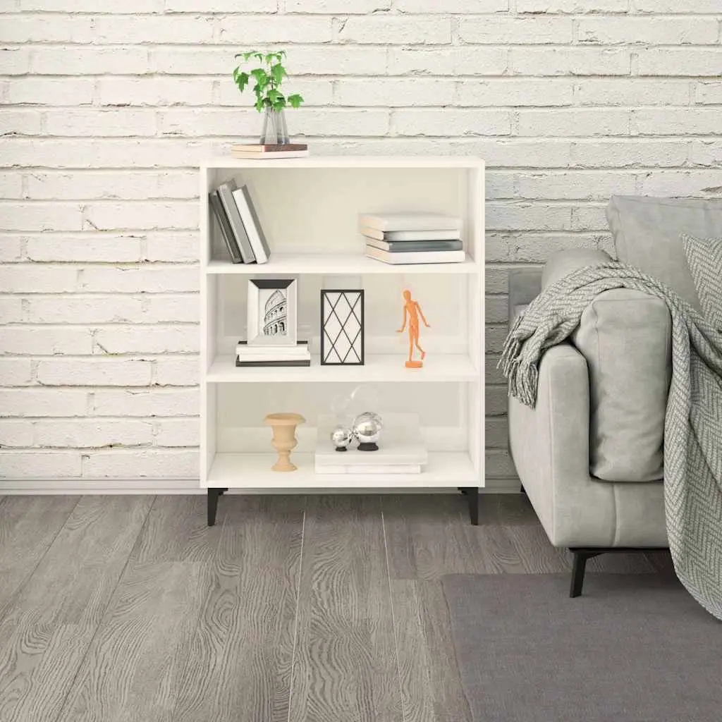 High Gloss White Sideboard with Ample Storage 69.5x32.5x90cm