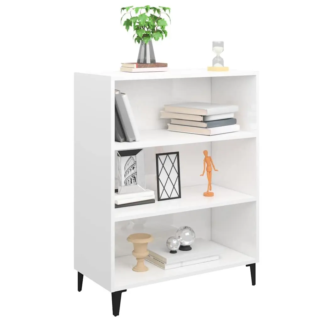 High Gloss White Sideboard with Ample Storage 69.5x32.5x90cm