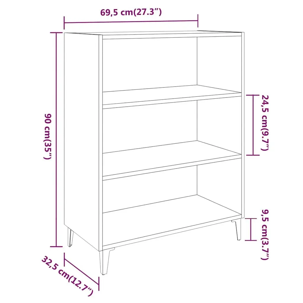 High Gloss White Sideboard with Ample Storage 69.5x32.5x90cm
