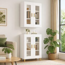 Hanging Wall Cabinet White Storage Organiser Engineered Wood 69.5x34x90cm