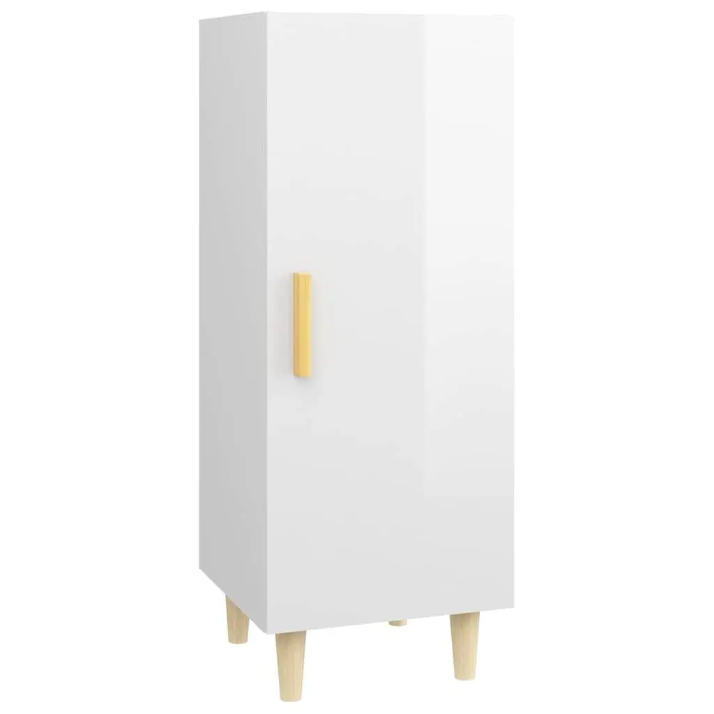 White High Gloss Sideboard Cabinet Storage Buffet Engineered Wood 34.5x34x90cm