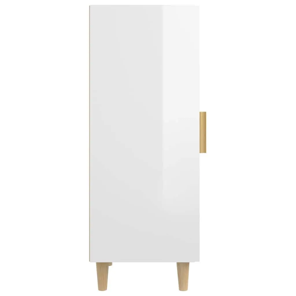 White High Gloss Sideboard Cabinet Storage Buffet Engineered Wood 34.5x34x90cm