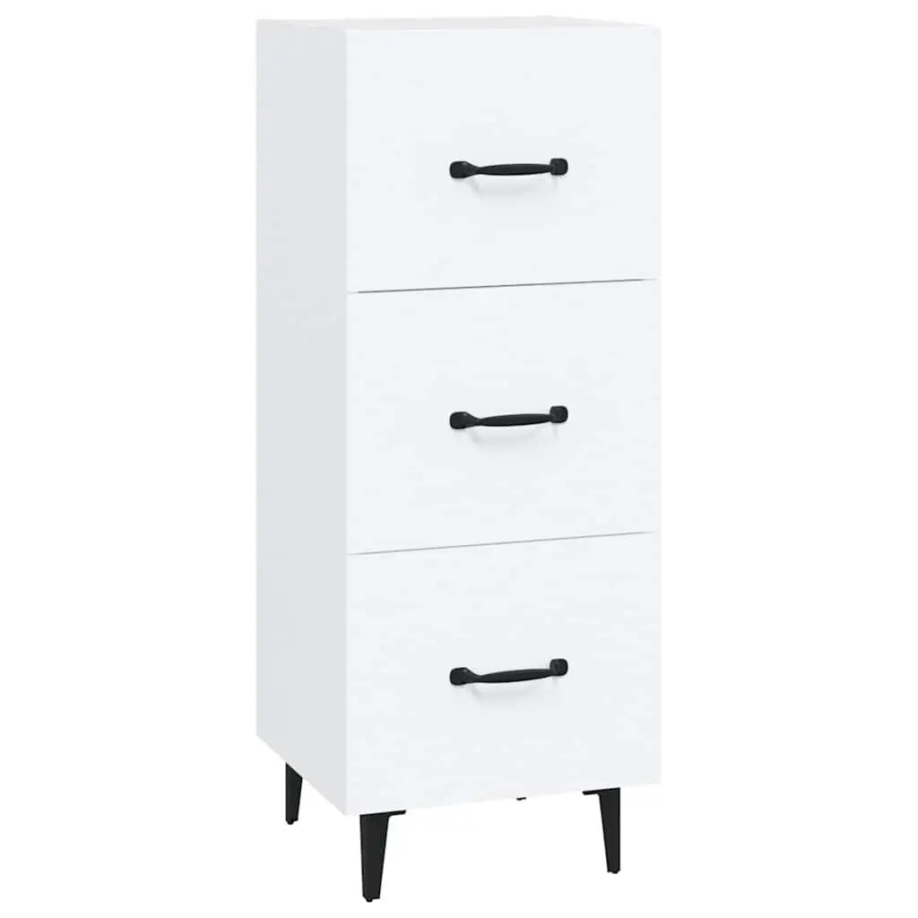 White Sideboard Storage Cabinet Engineered Wood Buffet Display Cupboard