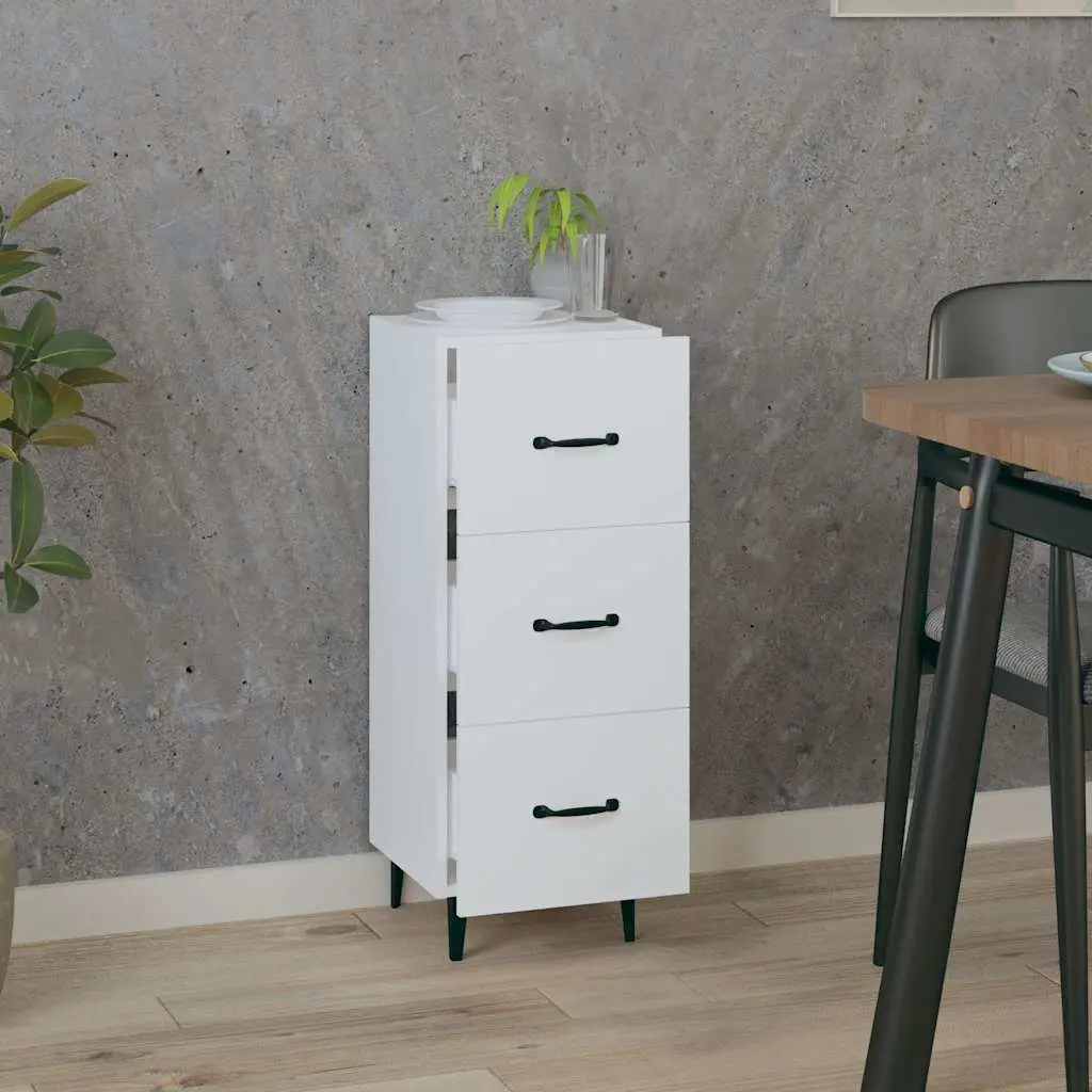 White Sideboard Storage Cabinet Engineered Wood Buffet Display Cupboard