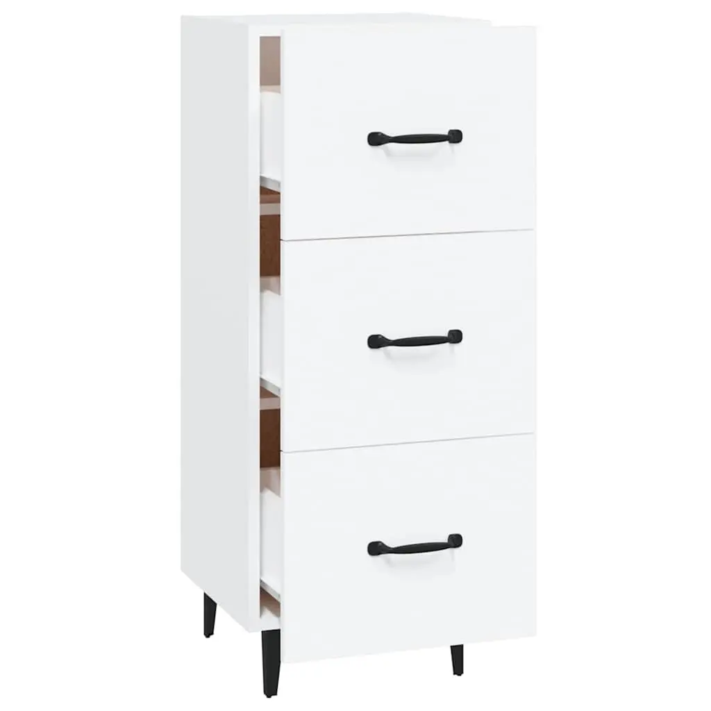 White Sideboard Storage Cabinet Engineered Wood Buffet Display Cupboard
