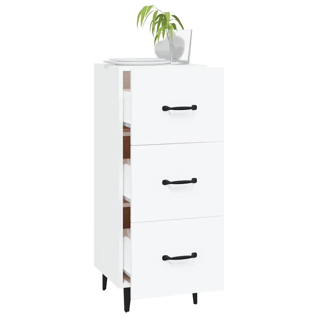 White Sideboard Storage Cabinet Engineered Wood Buffet Display Cupboard