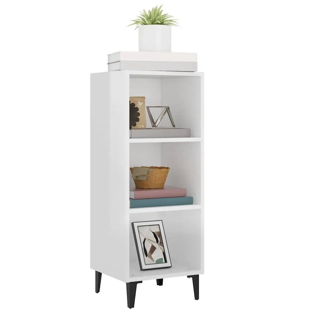 White Sideboard Cabinet 34.5x32.5x90cm High Gloss Storage Buffet 3 Compartments