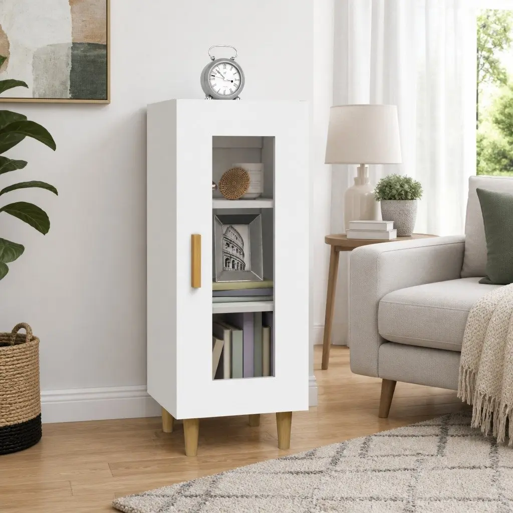 High Gloss White Sideboard with Glass Door