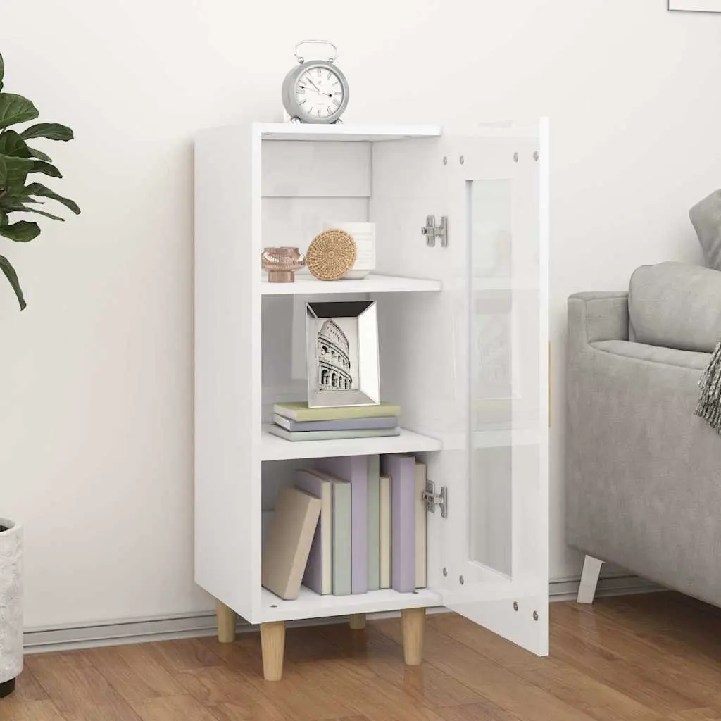 High Gloss White Sideboard with Glass Door