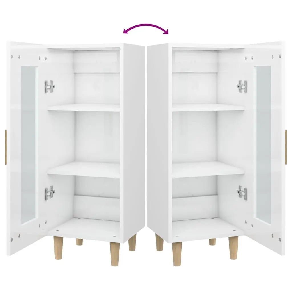 High Gloss White Sideboard with Glass Door