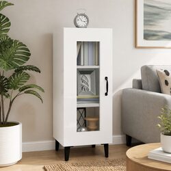Sideboard Cabinet White High Gloss Storage Buffet Engineered Wood Furniture 90cm