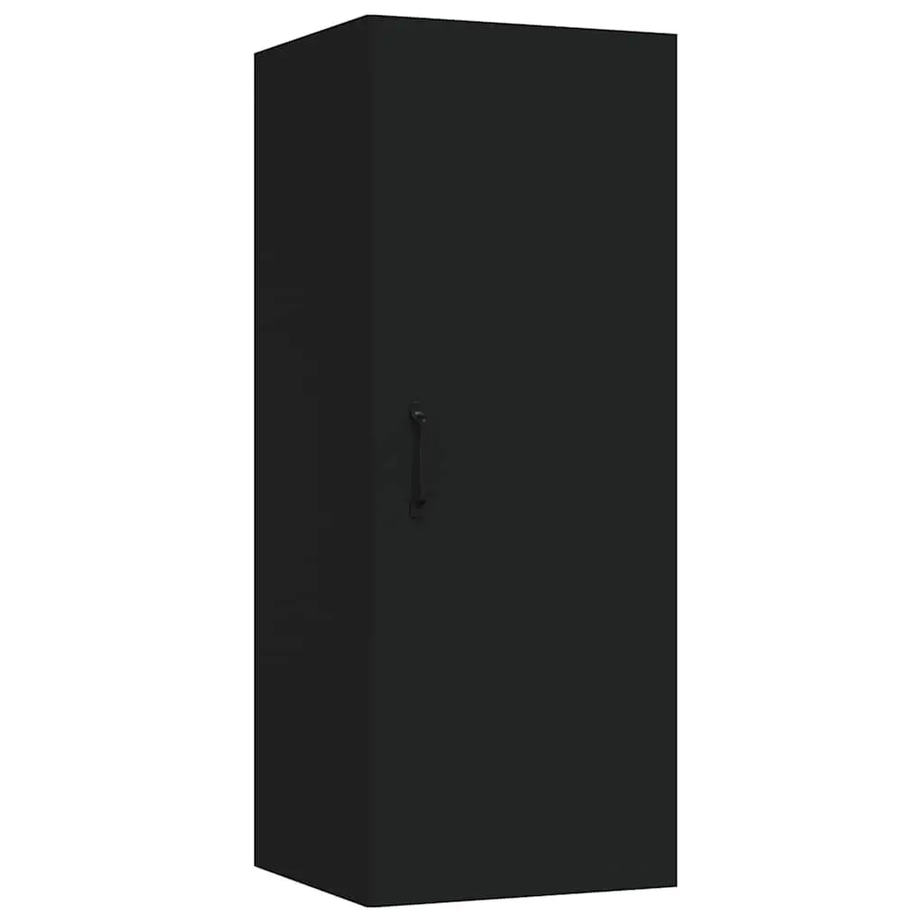 Hanging Wall Cabinet Black 34.5x34x90cm Wall Mounted Storage Cupboard Shelf