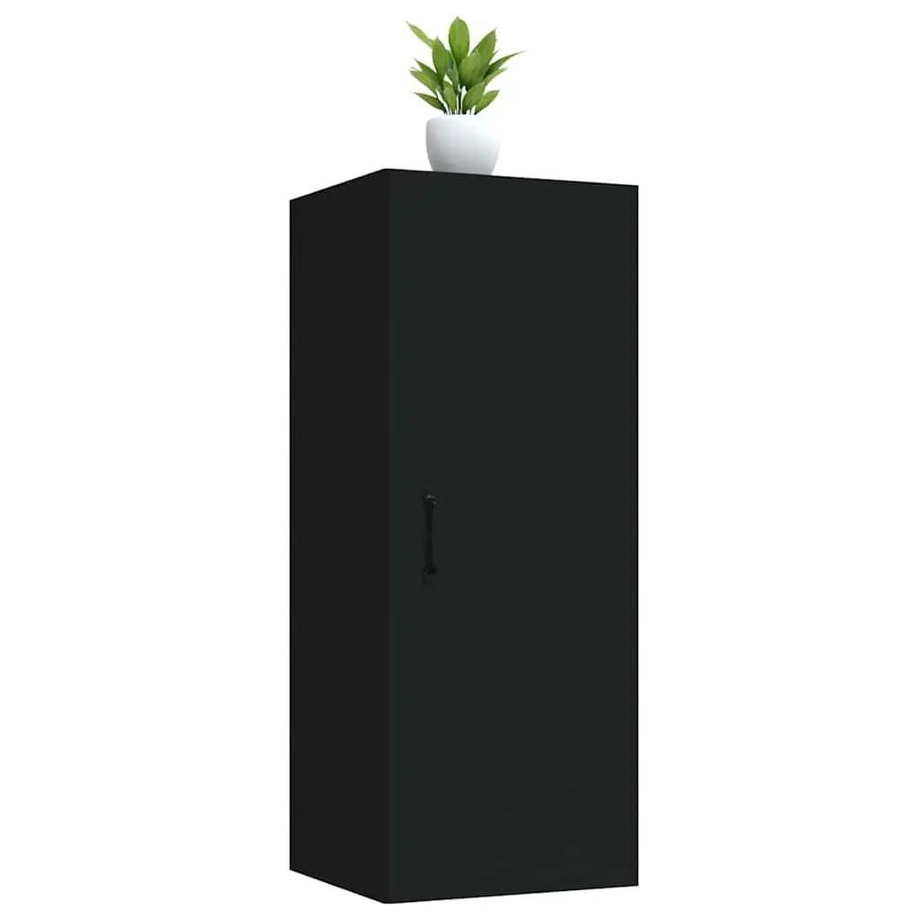 Hanging Wall Cabinet Black 34.5x34x90cm Wall Mounted Storage Cupboard Shelf