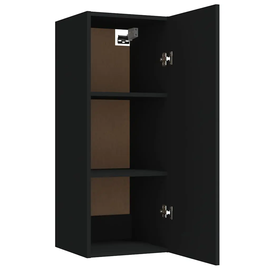Hanging Wall Cabinet Black 34.5x34x90cm Wall Mounted Storage Cupboard Shelf