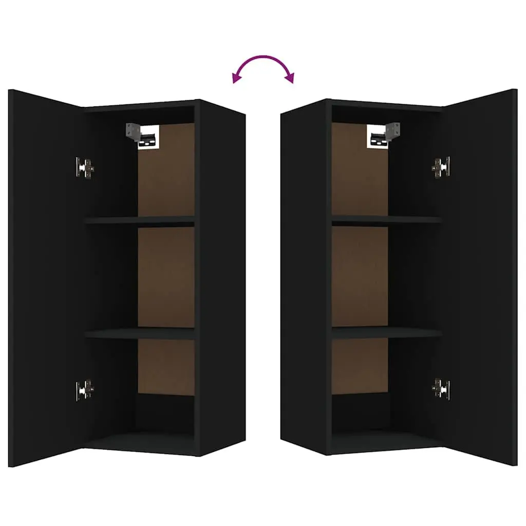 Hanging Wall Cabinet Black 34.5x34x90cm Wall Mounted Storage Cupboard Shelf
