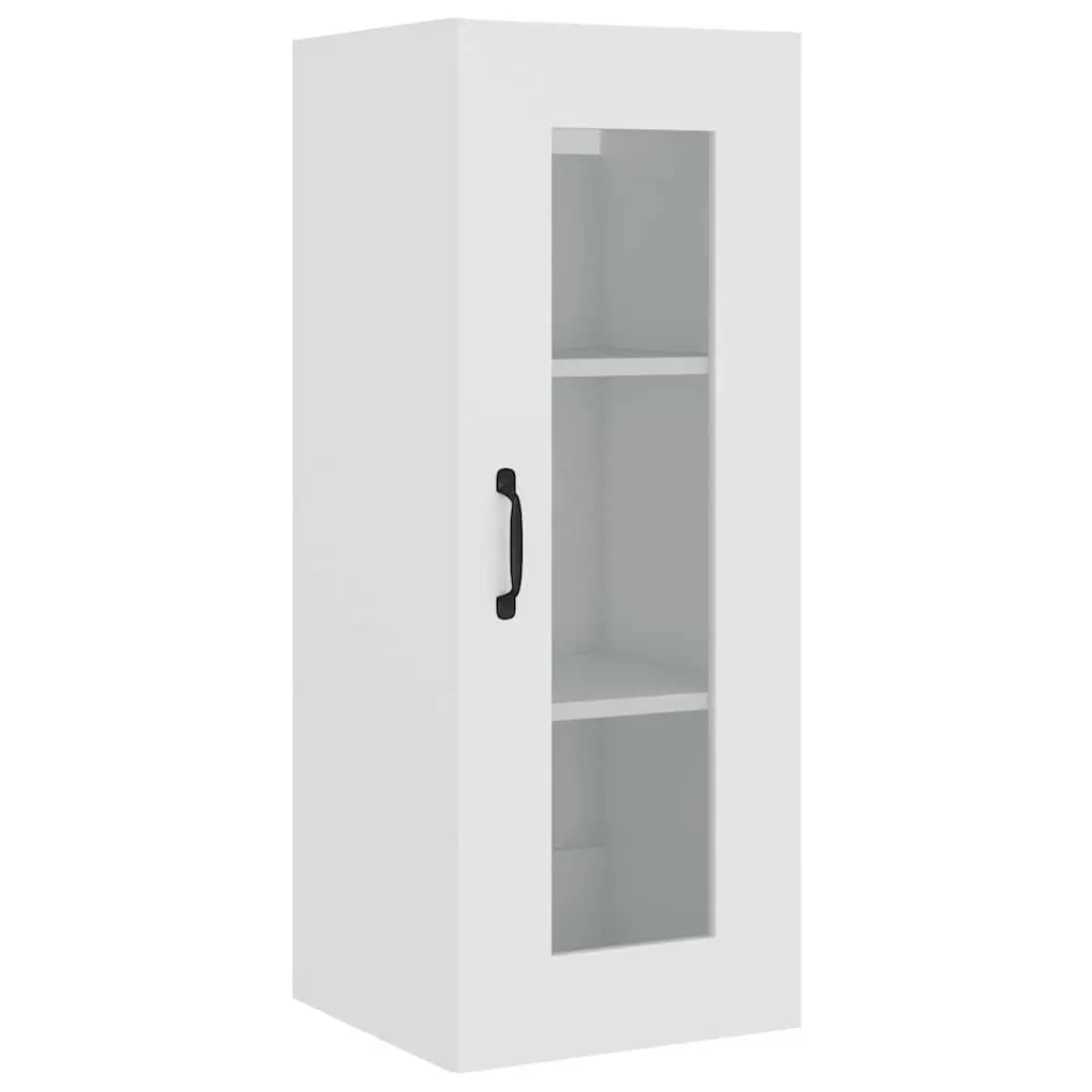 Hanging Wall Cabinet White Storage Organiser 3 Compartments Living Room Bedroom