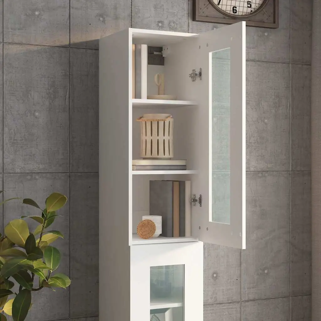 Hanging Wall Cabinet White Storage Organiser 3 Compartments Living Room Bedroom