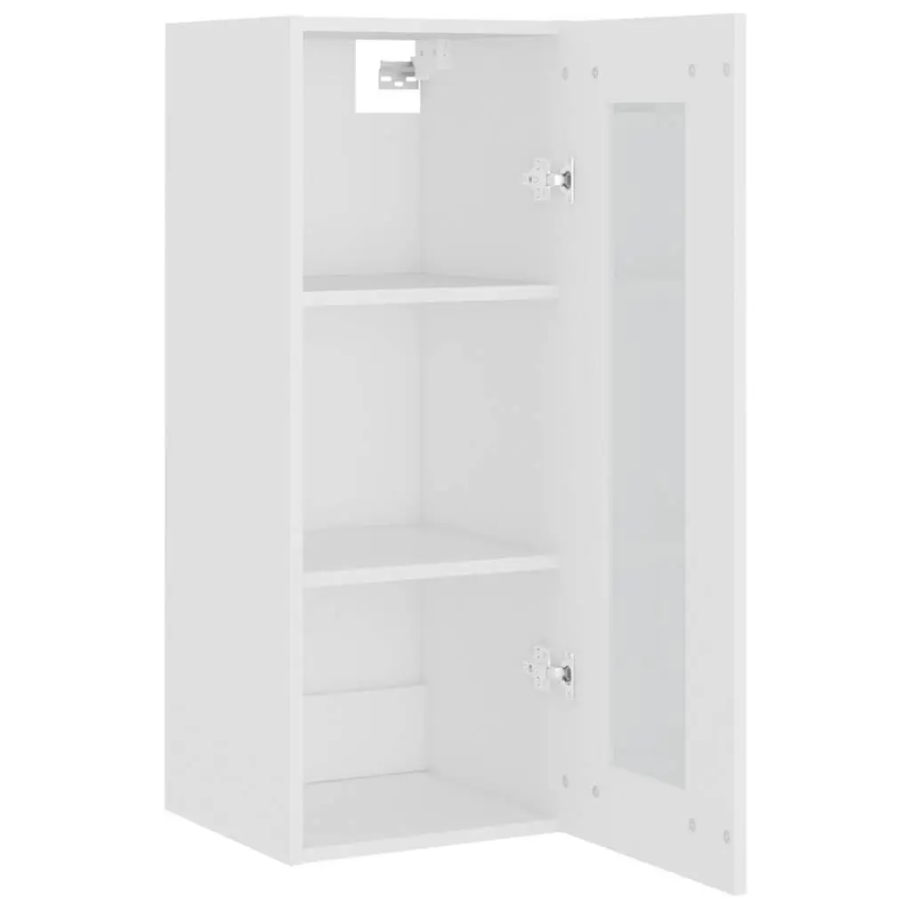 Hanging Wall Cabinet White Storage Organiser 3 Compartments Living Room Bedroom