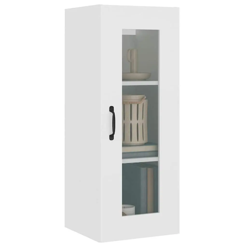 Hanging Wall Cabinet White Storage Organiser 3 Compartments Living Room Bedroom