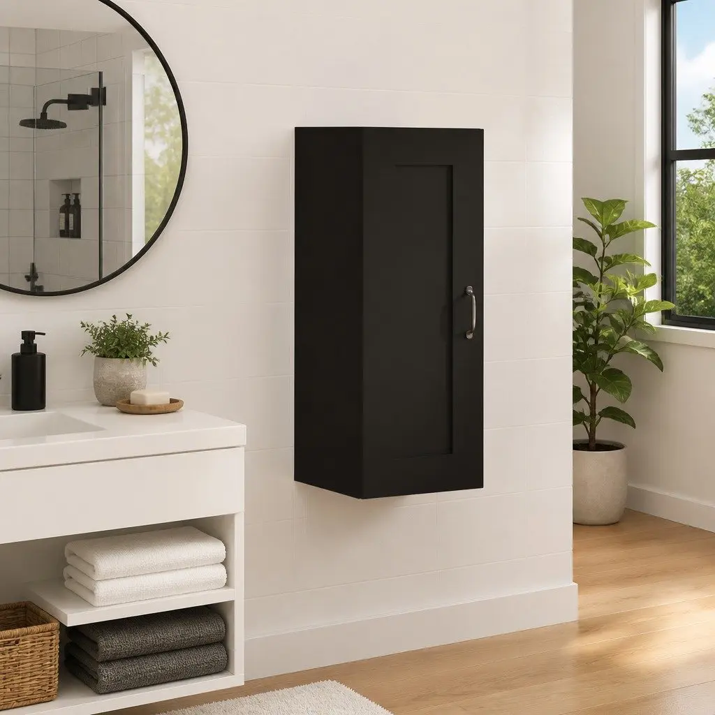 Wall-Mounted Cabinet Engineered Wood Organiser Black 35x34x90cm