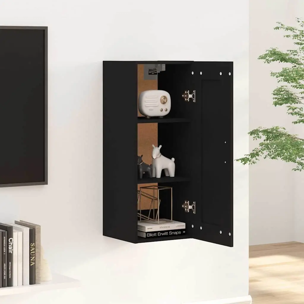 Wall-Mounted Cabinet Engineered Wood Organiser Black 35x34x90cm