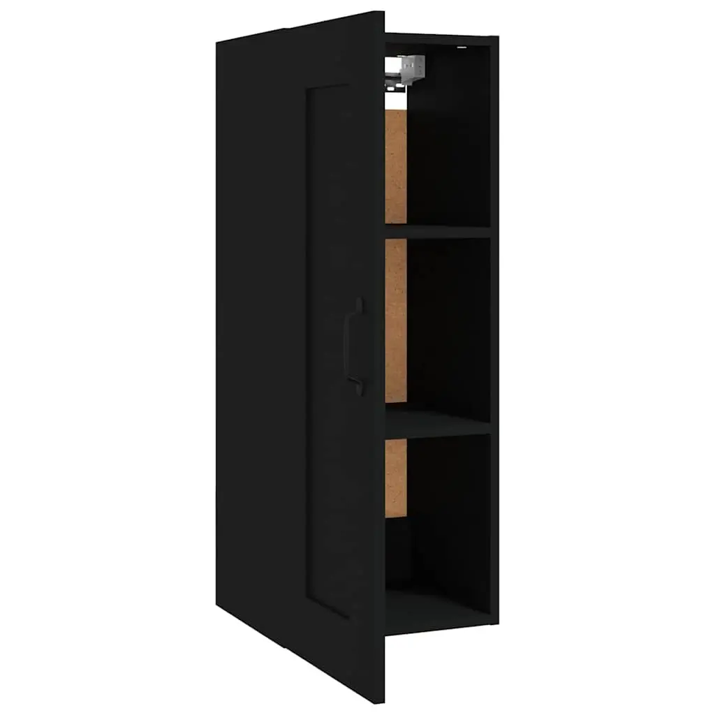 Wall-Mounted Cabinet Engineered Wood Organiser Black 35x34x90cm
