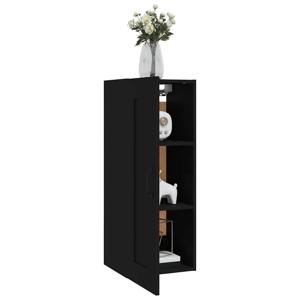 Wall-Mounted Cabinet Engineered Wood Organiser Black 35x34x90cm