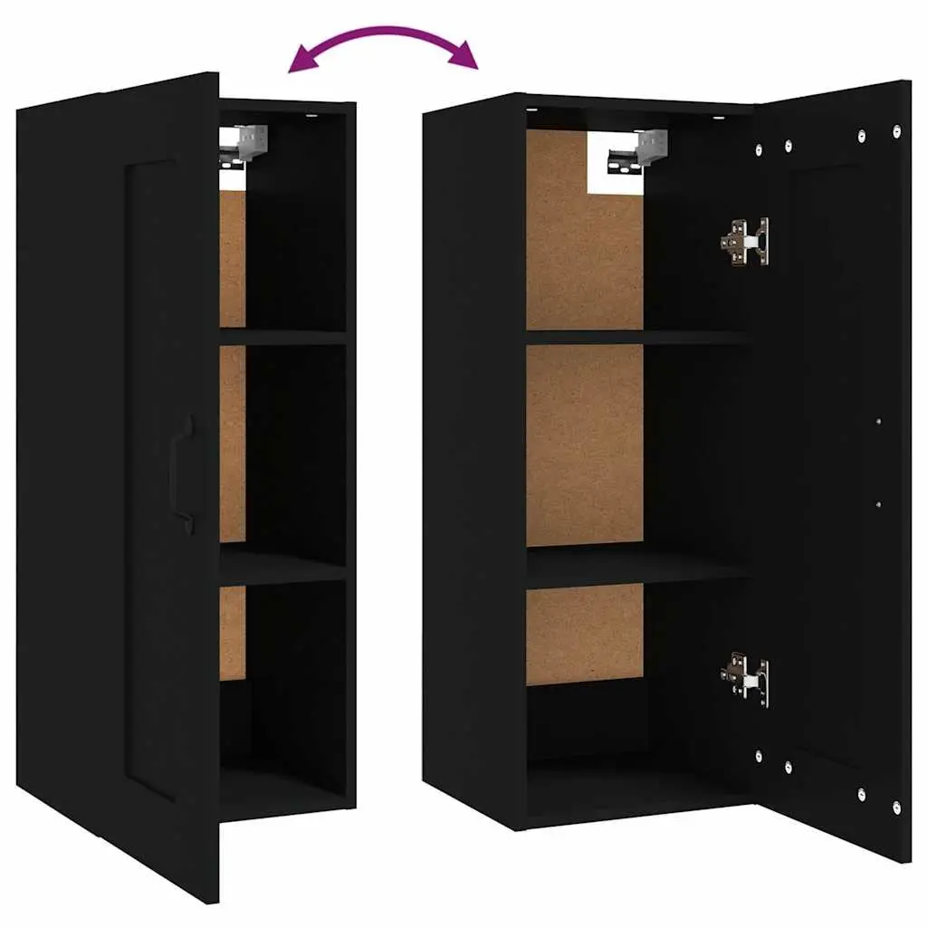 Wall-Mounted Cabinet Engineered Wood Organiser Black 35x34x90cm