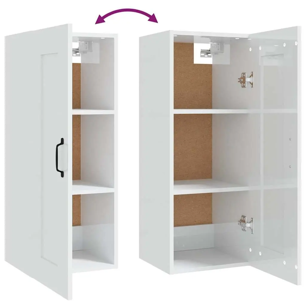 Hanging Storage Cabinet Wall-Mounted 35x34x90cm White Engineered Wood Door