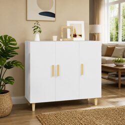 Practical White Sideboard 90x34x80 cm with 3 Doors