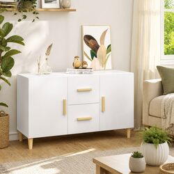 Reliable White Sideboard 100x36x60cm with Storage Solutions