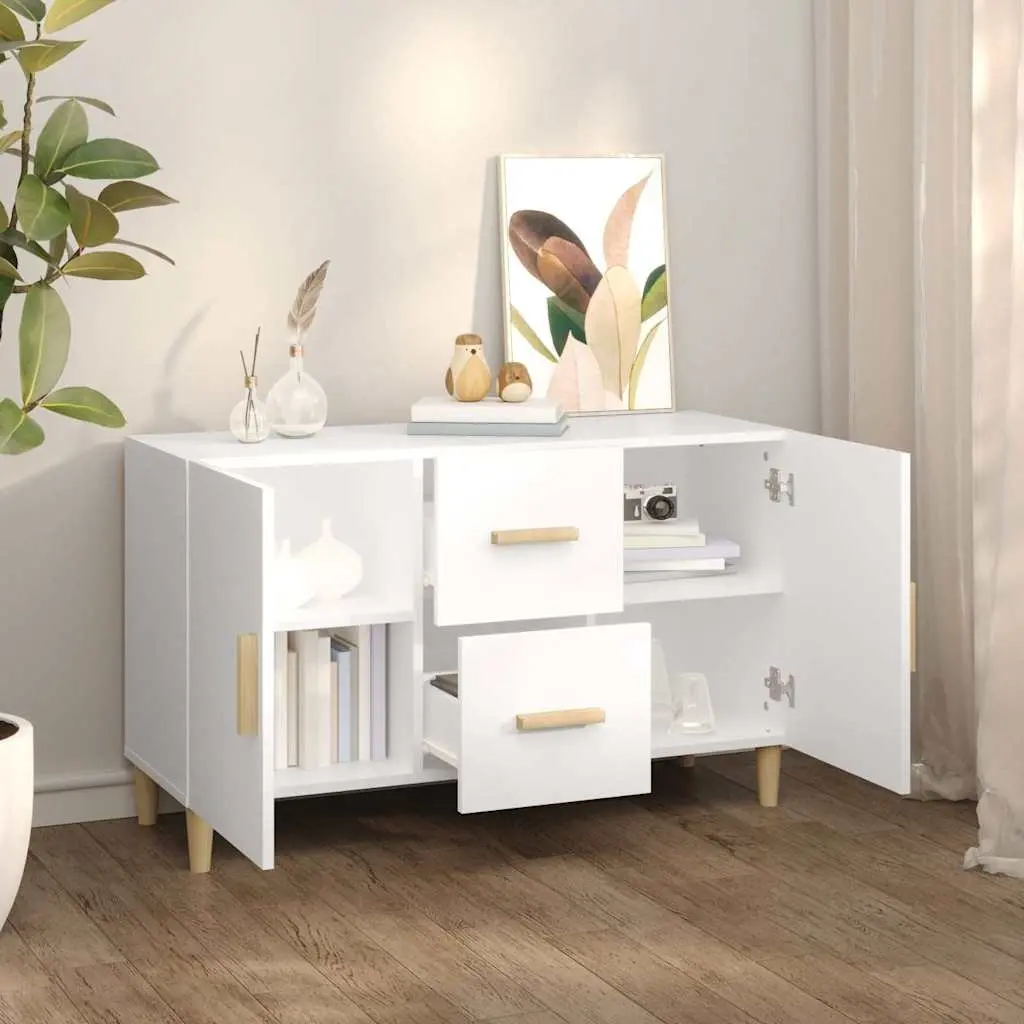 White Sideboard 100x36x60cm with Storage Solutions