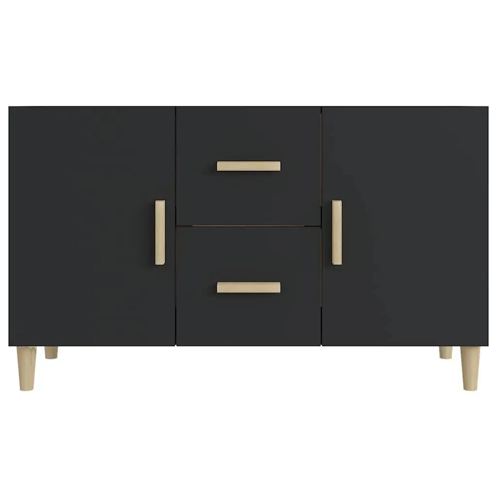 Sideboard Black Storage Cabinet 100x36x60 cm with Doors and Drawers