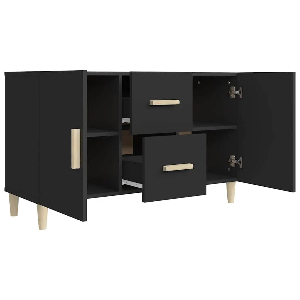 Sideboard Black Storage Cabinet 100x36x60 cm with Doors and Drawers