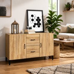 Reliable Brown Engineered Wood Sideboard for Easy Storage