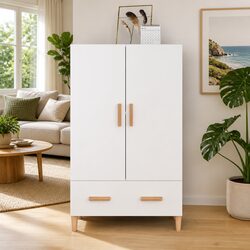 White Highboard Storage Cabinet 70x31x115 cm for Daily Use