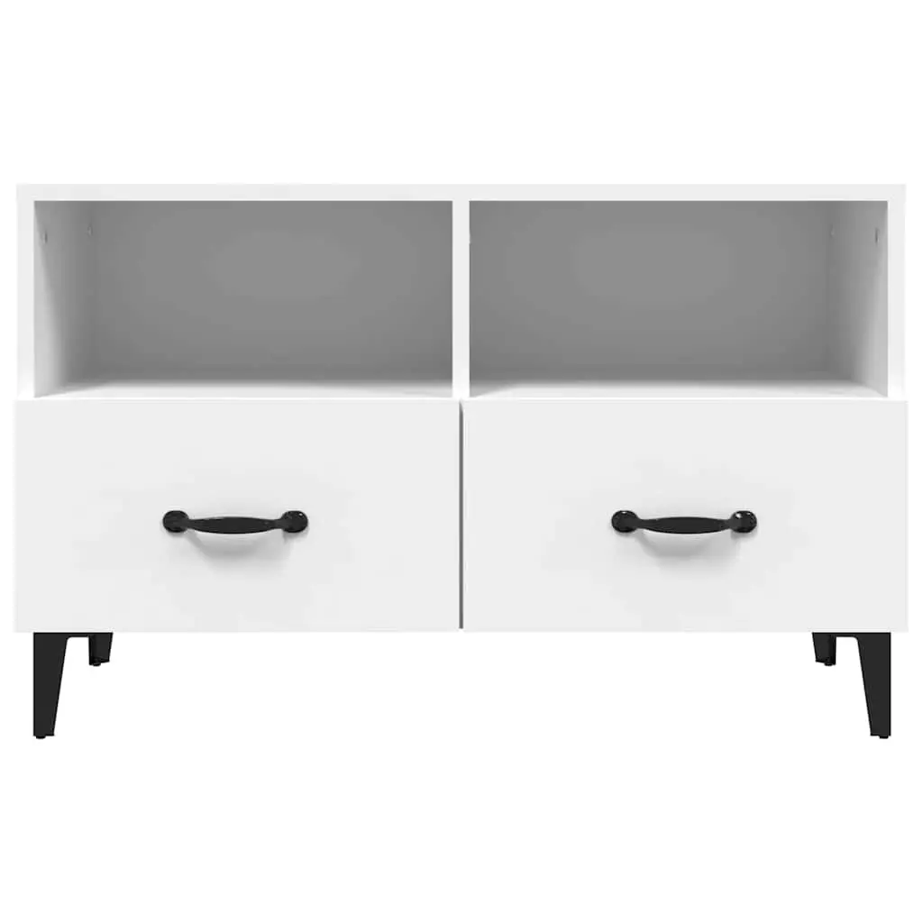 TV Cabinet Media Unit Storage Drawers Compartments 80 x 36 x 50 cm White