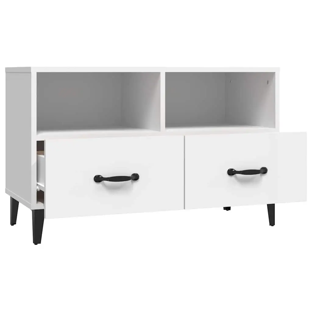 TV Cabinet Media Unit Storage Drawers Compartments 80 x 36 x 50 cm White