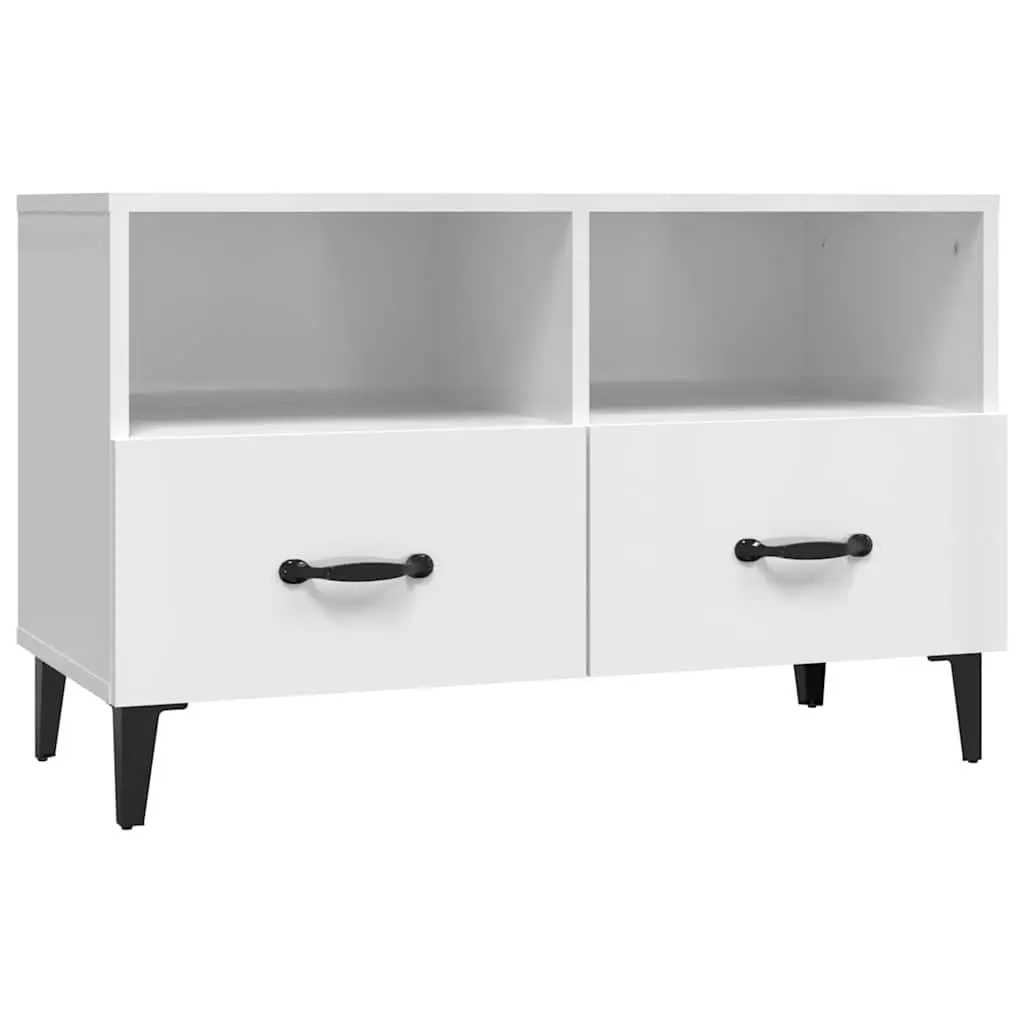TV Cabinet High Gloss White Media Unit Storage Drawers 80 x 36 x 50 cm