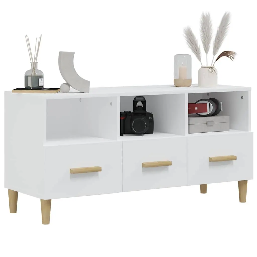White TV Cabinet 102x36x50 cm with Ample Storage